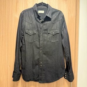 SAINT LAURENT WESTERN DENIM SHIRT WASHED BLACK